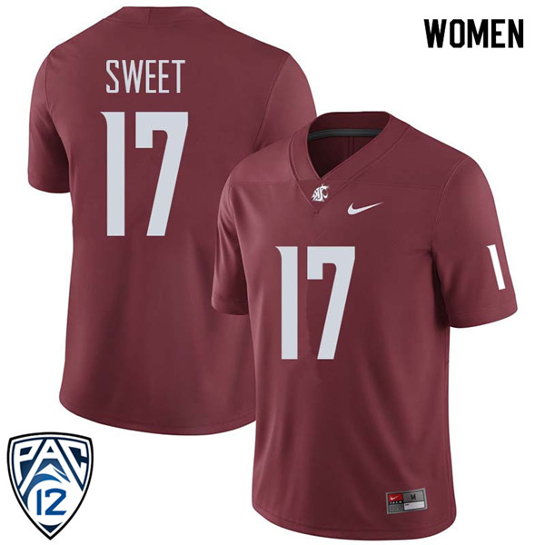 Women #17 Kyle Sweet Washington State Cougars College Football Jerseys Sale-Crimson